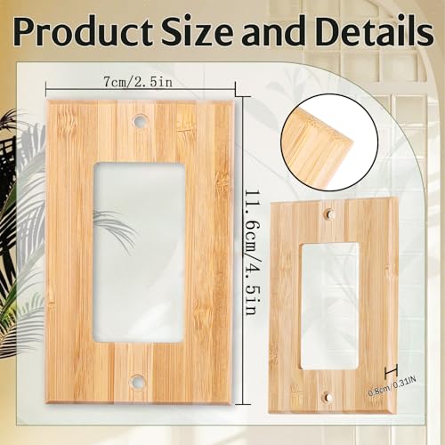 1 Pcs Solid Wood Outlet Covers Light Switch Plate Bamboo Switch Plates And Outlet Covers Durable Quality Raw Wooden Light Switch Cover Decorative Single Rocker Wall Plate